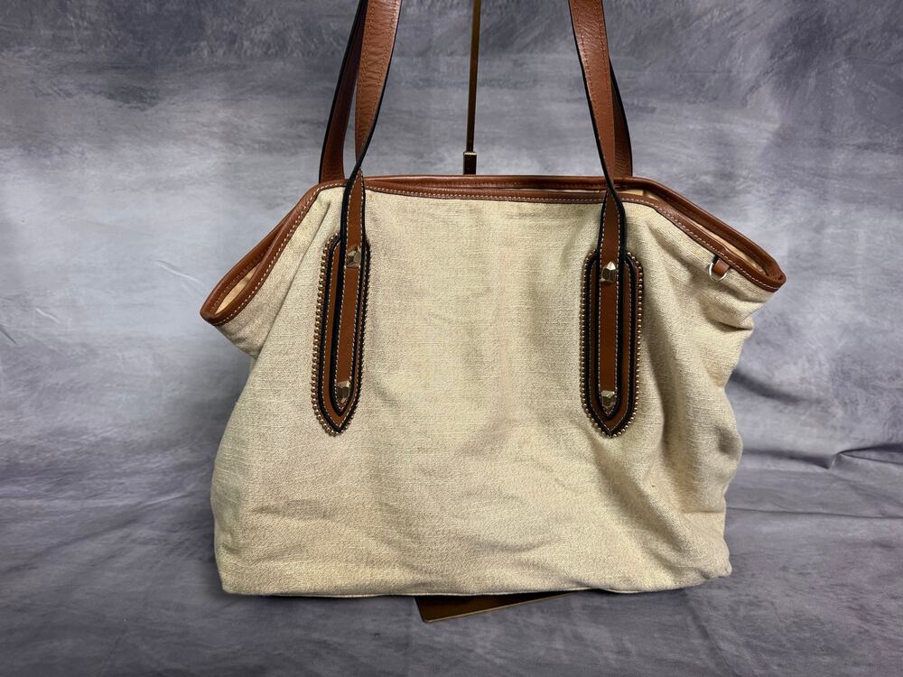 Diane von Furstenberg Beige Sparkly Tote Bag EUC